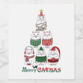 Merry Catmas Eten en Drank Etiket Set (Enkel label)