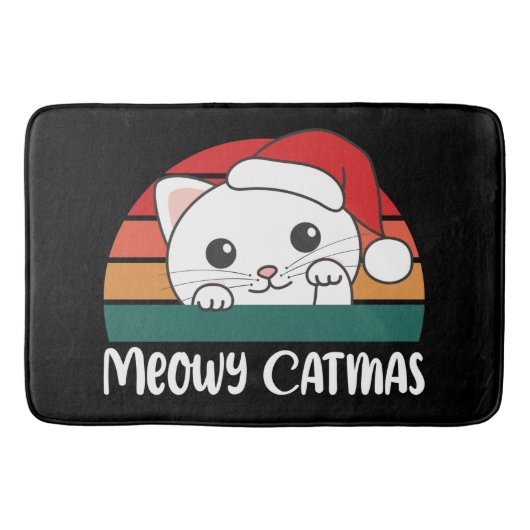 Merry Catmas Funny Cat Kerstmis Badmat (Voorkant)