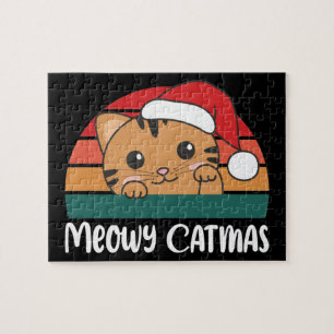 Merry Catmas Funny Cat Kerstmis gejun Jigzaag Puzz Legpuzzel