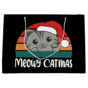 Merry Catmas Funny Cat Kerstmis Grote Gift Ba Groot Cadeauzakje