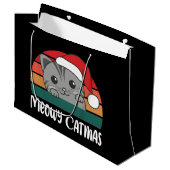 Merry Catmas Funny Cat Kerstmis Grote Gift Ba Groot Cadeauzakje (Voorkant Gekanteld)