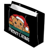Merry Catmas Funny Cat Kerstmis Grote Gift Ba Groot Cadeauzakje (Voorkant Gekanteld)