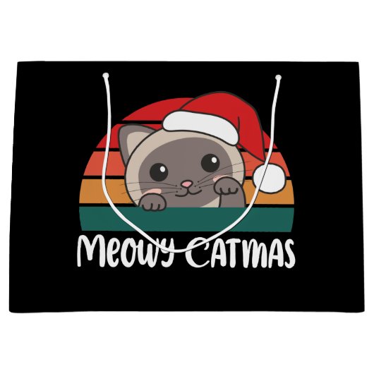 Merry Catmas Funny Cat Kerstmis Grote Gift Ba Groot Cadeauzakje (Voorkant)