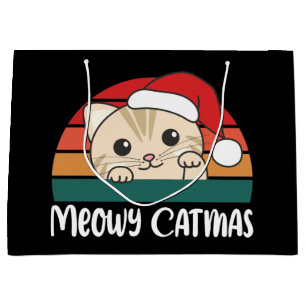 Merry Catmas Funny Cat Kerstmis Grote Gift Ba Groot Cadeauzakje