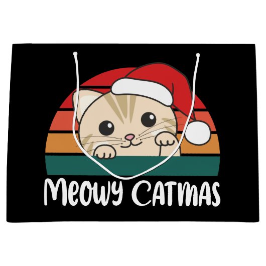 Merry Catmas Funny Cat Kerstmis Grote Gift Ba Groot Cadeauzakje (Voorkant)