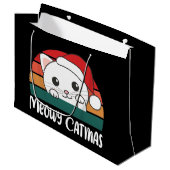 Merry Catmas Funny Cat Kerstmis Grote Gift Ba Groot Cadeauzakje (Voorkant Gekanteld)