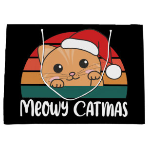 Merry Catmas Funny Cat Kerstmis Grote Gift Ba Groot Cadeauzakje