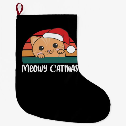 Merry Catmas Funny Cat Kerstmis Grote Kerstmis Kerstsok (Voorkant)