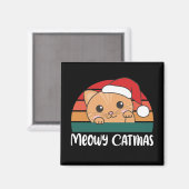 Merry Catmas Funny Cat Kerstmis Magnet (Voorkant / Achterkant)
