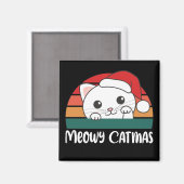 Merry Catmas Funny Cat Kerstmis Magnet (Voorkant / Achterkant)