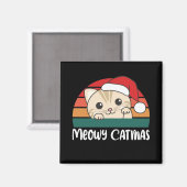 Merry Catmas Funny Cat Kerstmis Magnet (Voorkant / Achterkant)