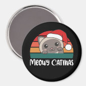 Merry Catmas Funny Cat Kerstmis Magnet (Voorkant / Achterkant)