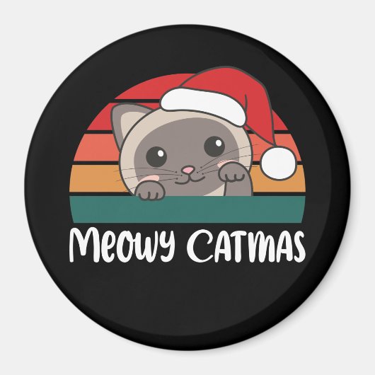 Merry Catmas Funny Cat Kerstmis Magnet (Voorkant)