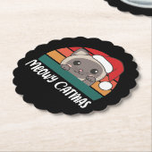 Merry Catmas Funny Cat Kerstmis Onderzetter (Gekanteld)