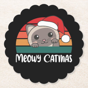 Merry Catmas Funny Cat Kerstmis Onderzetter
