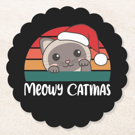 Merry Catmas Funny Cat Kerstmis Onderzetter (Voorkant)