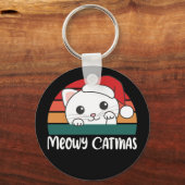 Merry Catmas Funny Cat Kerstmis Sleutelhanger (Voorkant)