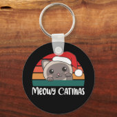 Merry Catmas Funny Cat Kerstmis Sleutelhanger (Voorkant)