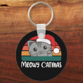 Merry Catmas Funny Cat Kerstmis Sleutelhanger (Voorkant)