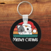 Merry Catmas Funny Cat Kerstmis Sleutelhanger (Voorkant)