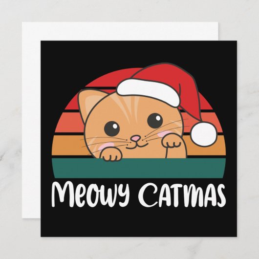 Merry Catmas Funny Cat Kerstmis uitnodiging (Voorkant / Achterkant)