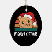 Merry Catmas Funny Cat Kerstmis un Ceramic Ornam Keramisch Ornament (Rechts)