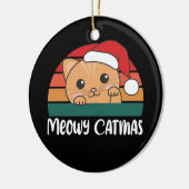 Merry Catmas Funny Cat Kerstmis un Ceramic Ornam Keramisch Ornament (Links)