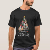Merry Catmas Funny Cat Mam Cat Pap Kerstmis T-shirt (Voorkant)