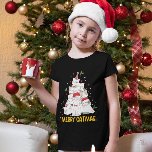 Merry Catmas Funny Cats Christmas Tree T-shirt