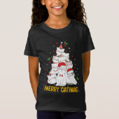 Merry Catmas Funny Cats Christmas Tree T-shirt (Voorkant)