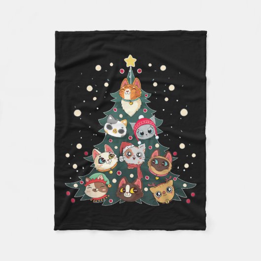 Merry Catmas Funny Christmas Tree, Cats Xmas Meow Fleece Deken (Voorkant)