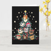 Merry Catmas Funny Christmas Tree, Cats Xmas Meow  Kaart (Gele Bloem)