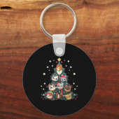 Merry Catmas Funny Christmas Tree, Cats Xmas Meow  Sleutelhanger (Voorkant)