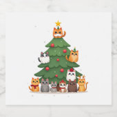 Merry Catmas Funny Christmas Tree, Cats Xmas Meow  Sparkling Wijnetiket (Enkel label)