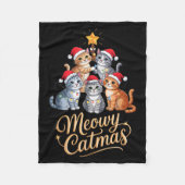 Merry Catmas Funny Christmas Tree Matching Meowy X Fleece Deken (Voorkant)
