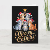 Merry Catmas Funny Christmas Tree Matching Meowy X Kaart (Voorkant)