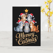 Merry Catmas Funny Christmas Tree Matching Meowy X Kaart (Gele Bloem)
