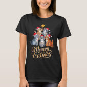 Merry Catmas Funny Christmas Tree Matching Meowy X T-shirt (Voorkant)