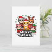 Merry Catmas Funny Holiday Card Feestdagenkaart (Staand voorkant)