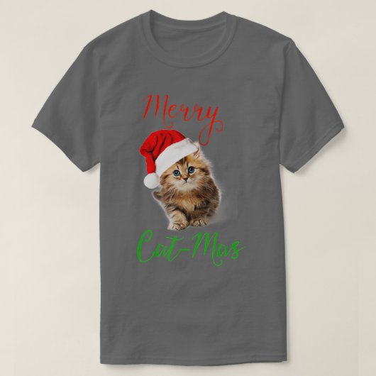 Merry Catmas Funny Kerstfeestdag Cat Kitten T-shirt (Design voorkant)