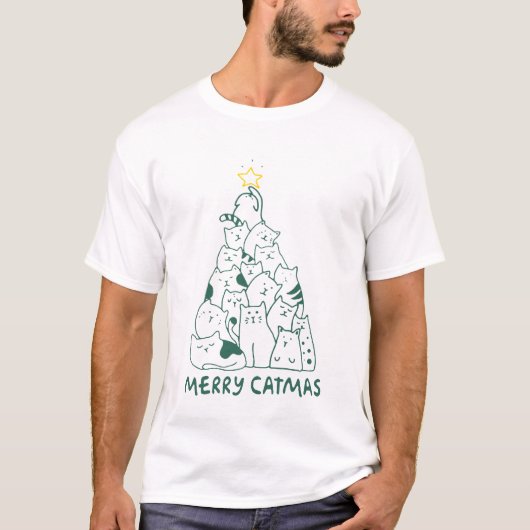 Merry Catmas houdt van kerstcadeau T-shirt (Voorkant)