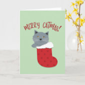 Merry Catmas Kaart (Gele Bloem)