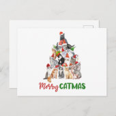 Merry Catmas. Kat kerstboom Briefkaart (Voorkant / Achterkant)