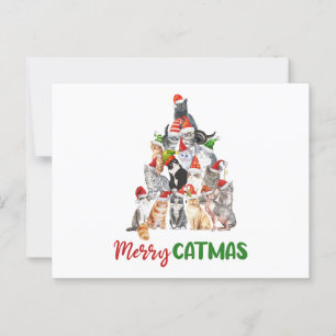 Merry Catmas. Kat kerstboom Briefkaart