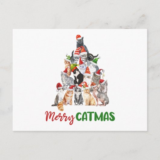 Merry Catmas. Kat kerstboom Briefkaart (Voorkant)