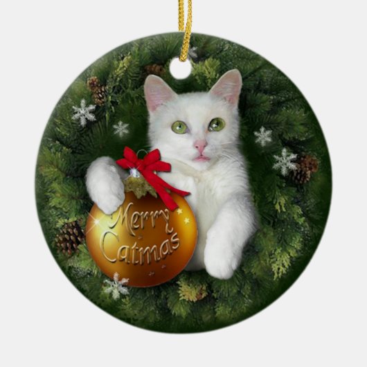 Merry Catmas Keramisch Ornament (Voorkant)