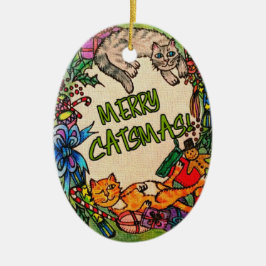 Merry Catmas Keramisch Ornament