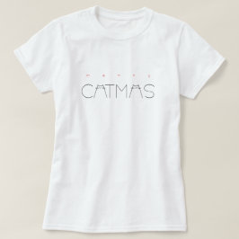 Merry Catmas Kerst Schattige Funny Cats Typografie T-shirt