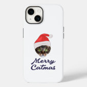 Merry Catmas, kerstkat Santa hat Invitation Case-Mate iPhone Case (Achterkant)