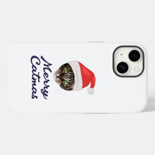 Merry Catmas, kerstkat Santa hat Invitation Case-Mate iPhone Case (Achterkant (horizontaal))